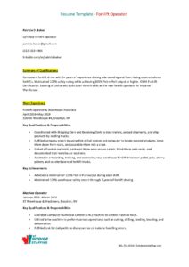 Resume-Forklift Operator