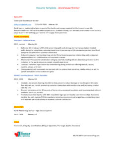 Resume-Warehouse-Worker